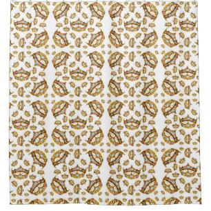 Queen of Hearts Gold Crowns Tiaras shower curtain