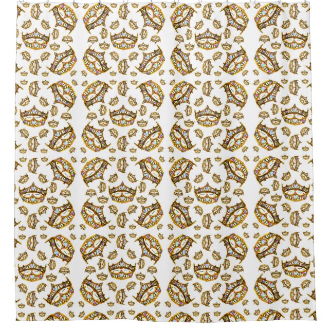 Queen of Hearts Gold Crowns Tiaras shower curtain (Front)