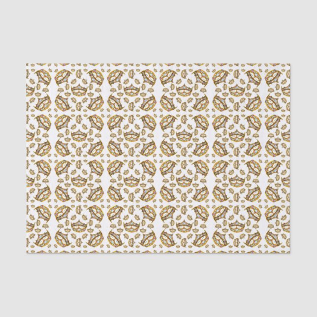 Queen of Hearts Gold Crowns Tiaras tissue paper (Front)