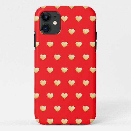 Queen of Hearts Gothic Red Gold Pattern iPhone 11 Case