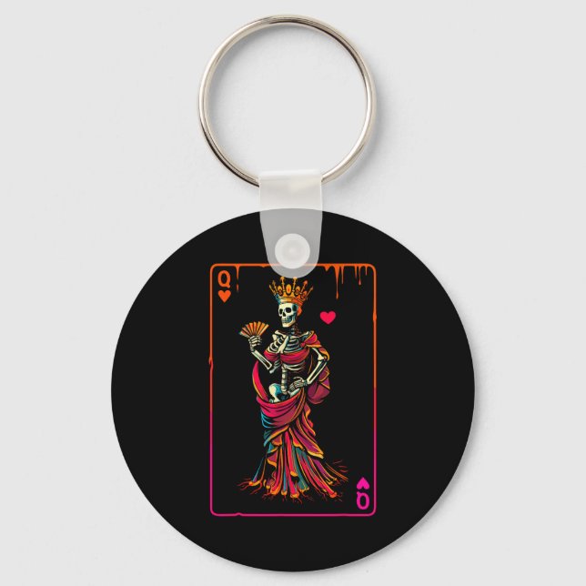 Queen Of Hearts Halloween Costume Valentines Card  Keychain (Front)