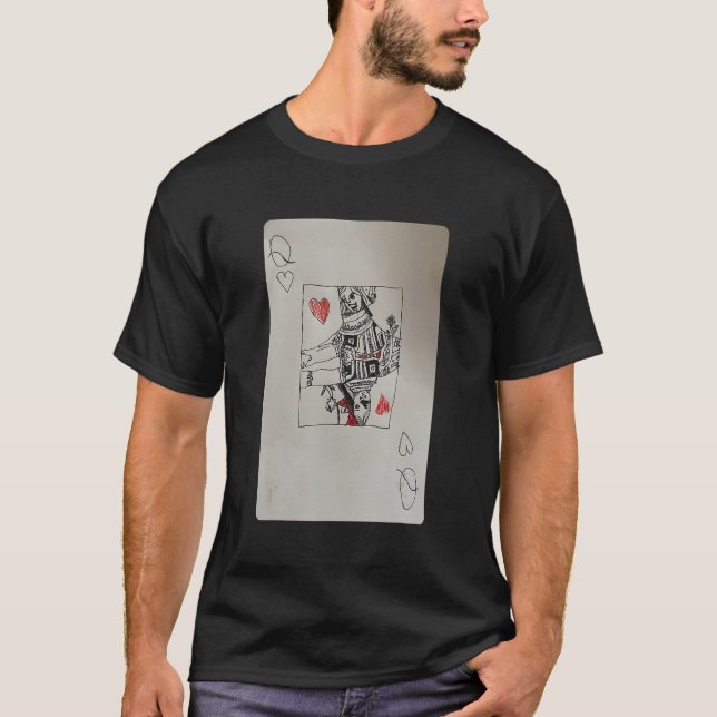 Queen of Hearts Hand drawn Playing Card Xavi Origi T-Shirt (Front)