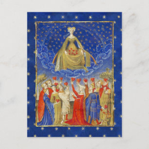 QUEEN OF HEARTS IN STARRY NIGHT Valentines Day Postcard