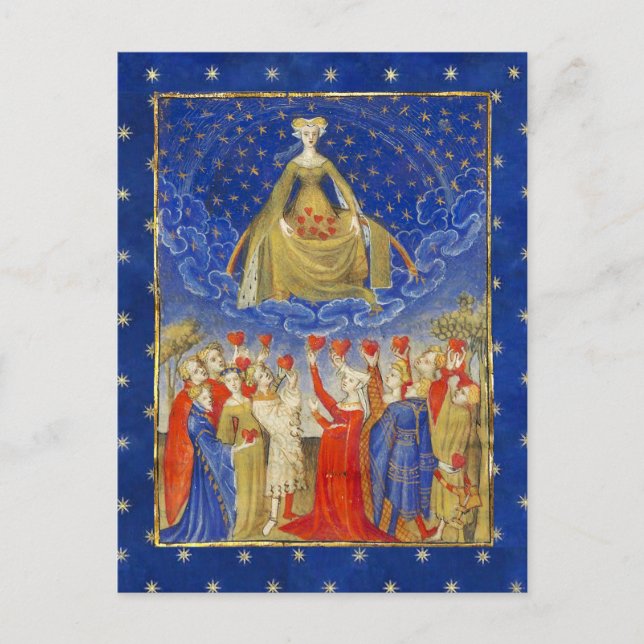 QUEEN OF HEARTS IN STARRY NIGHT Valentines Day Postcard (Front)