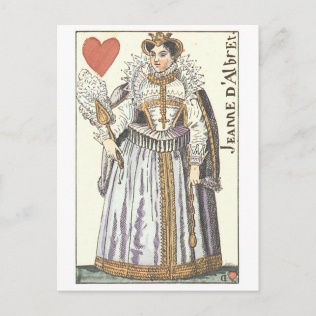QUEEN OF HEARTS - JEANNE E'ALBRET Vintage playing Postcard (Front)