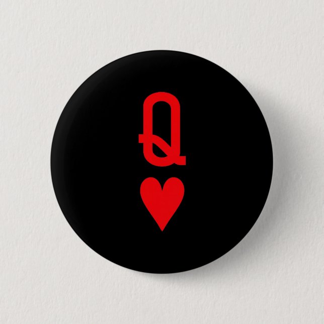 Queen Of Hearts King Of Heart Couple Matching Wome Button (Front)