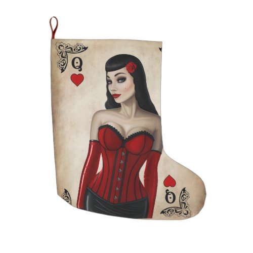 Queen of Hearts Large Christmas Stocking