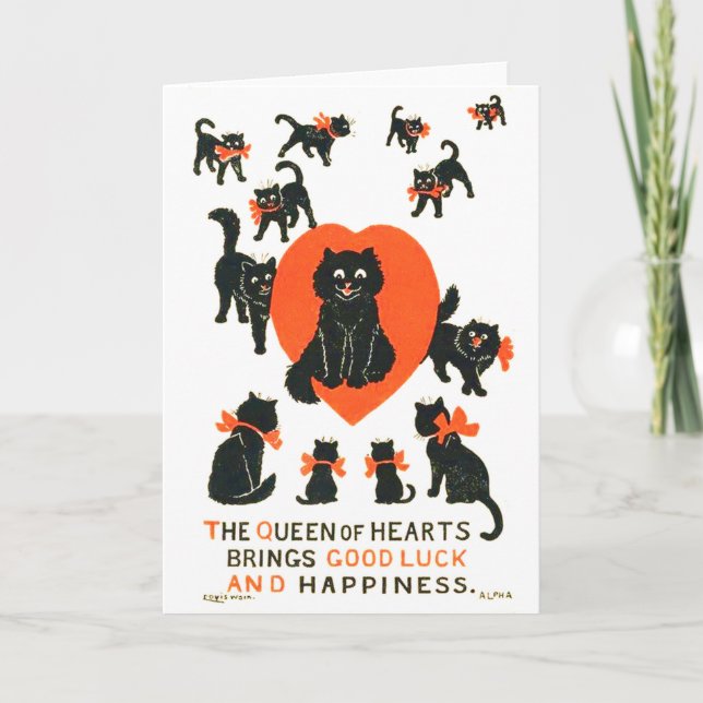 Queen of Hearts, Louis Wain Card (Front)