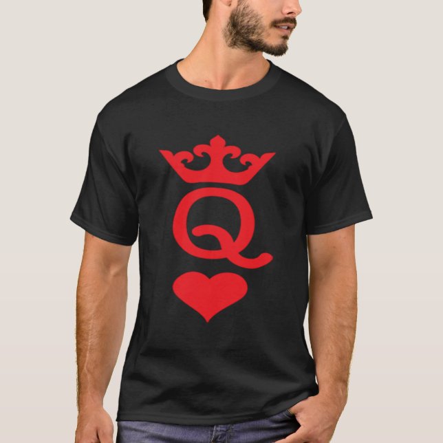 Queen Of Hearts Matching Couple Saint Valentine's  T-Shirt (Front)