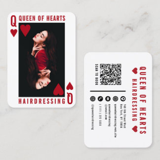 Queen of Hearts Modern Feminine Photo Hairdressing Business Card