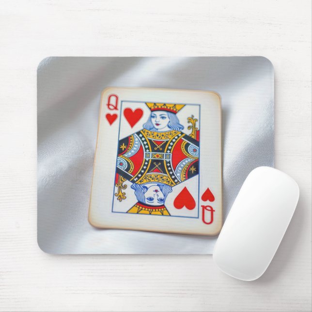 Queen of Hearts On White Satin Fabric Mouse Pad (With Mouse)