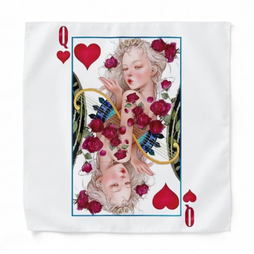 Queen of Hearts Oversized Graphic Playing Cards Bandana