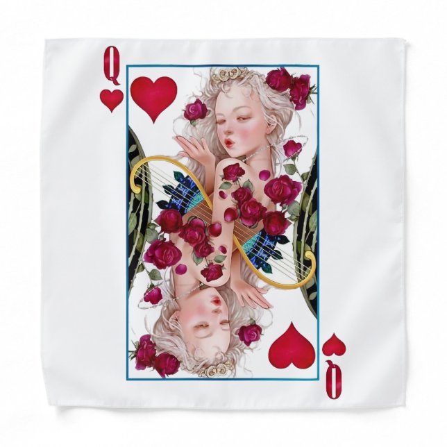 Queen of Hearts Oversized Graphic, Playing Cards Bandana (Front)