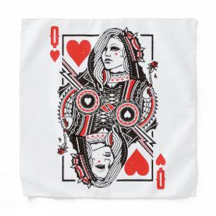 Queen of Hearts Oversized Graphic, Playing Cards Bandana