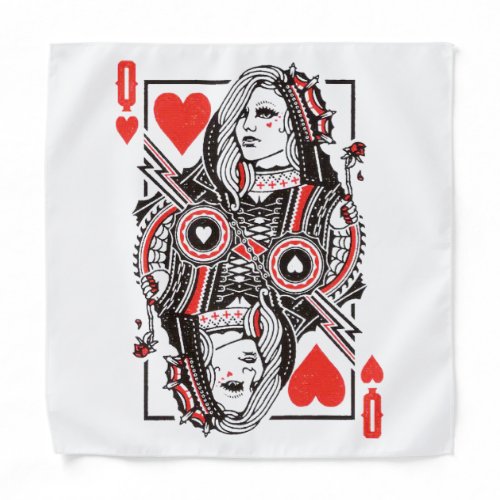 Queen of Hearts Oversized Graphic Playing Cards Bandana