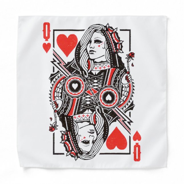Queen of Hearts Oversized Graphic, Playing Cards Bandana (Front)