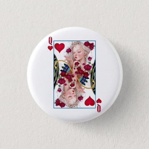 Queen of Hearts Oversized Graphic Playing Cards Button