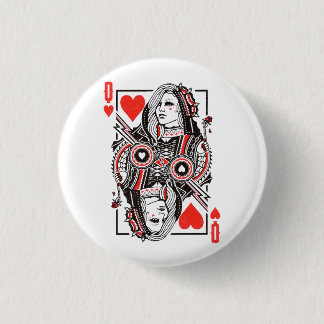Queen of Hearts Oversized Graphic, Playing Cards Button