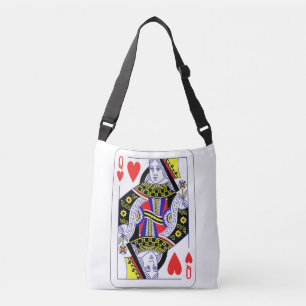 Queen of Hearts Oversized Graphic, Playing Cards Crossbody Bag