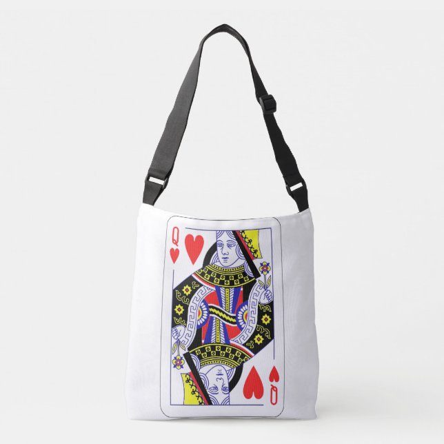Queen of Hearts Oversized Graphic, Playing Cards Crossbody Bag (Front)