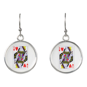 Queen of Hearts Oversized Graphic, Playing Cards Earrings