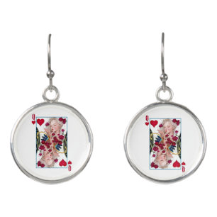 Queen of Hearts Oversized Graphic, Playing Cards Earrings