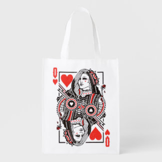 Queen of Hearts Oversized Graphic, Playing Cards Grocery Bag