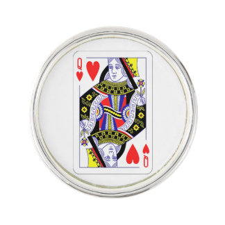 Queen of Hearts Oversized Graphic, Playing Cards Lapel Pin