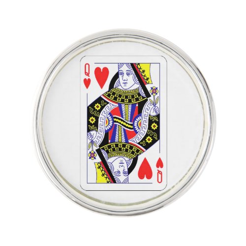 Queen of Hearts Oversized Graphic Playing Cards Lapel Pin