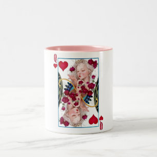 Queen of Hearts Oversized Graphic, Playing Cards Two-Tone Coffee Mug