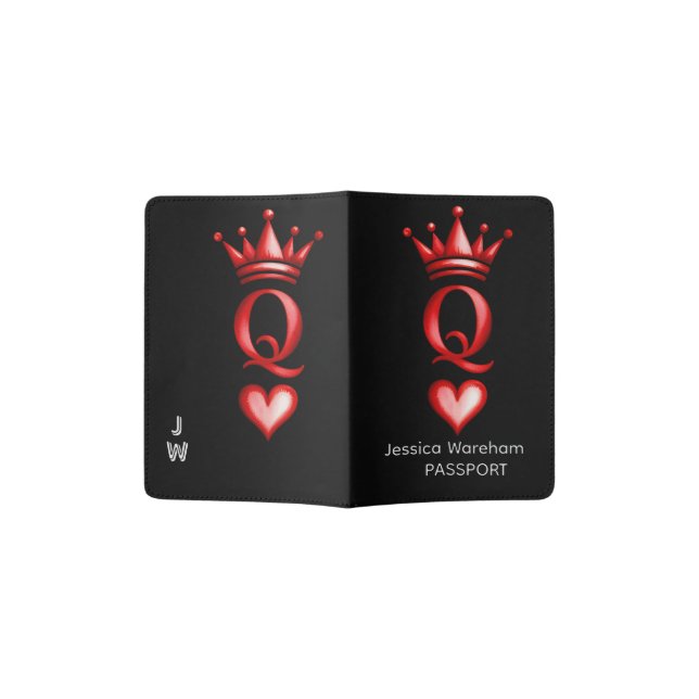 Queen of Hearts  Passport Holder (Opened)