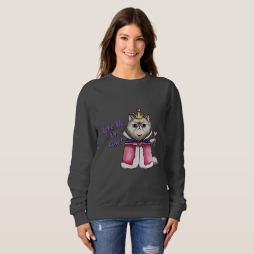 Queen of Hearts Persian Cat Illustration Sweatshirt