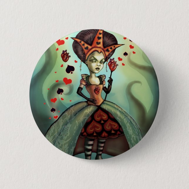 Queen of Hearts Pinback Button (Front)