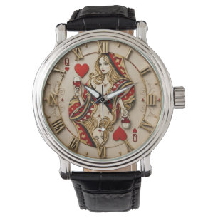 Queen of Hearts Playing Card Elegant Casino Queen Watch