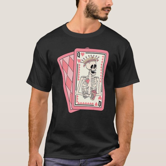 Queen Of Hearts Playing Card Game Valentines Day T-Shirt (Front)