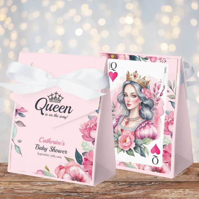 Queen Of Hearts Playing Card Pink Baby Shower Favor Boxes (Creator Uploaded)