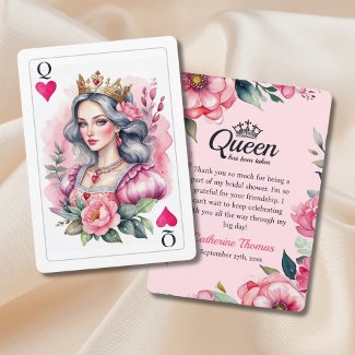 Queen Of Hearts Playing Card Pink Bridal Shower