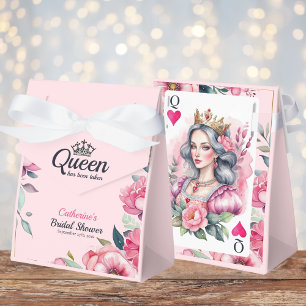 Queen Of Hearts Playing Card Pink Bridal Shower Favor Boxes