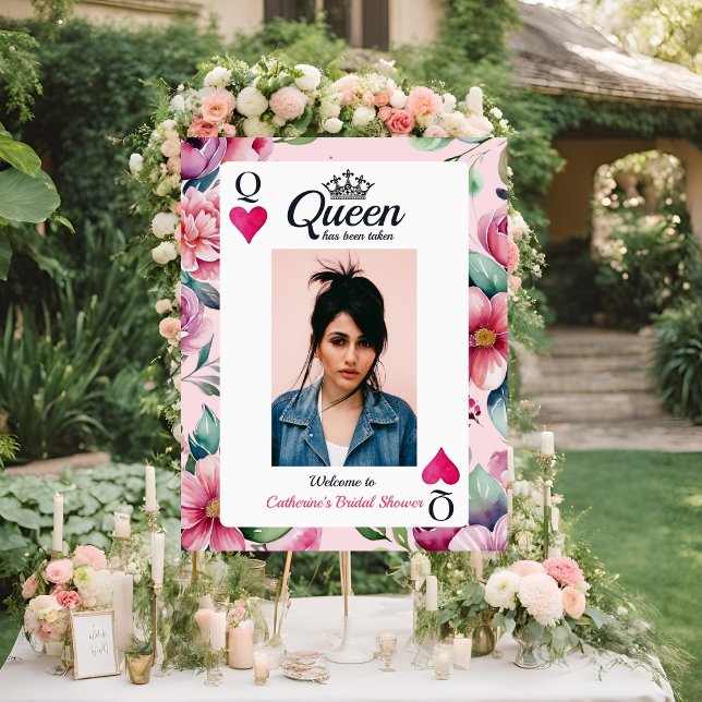 Queen Of Hearts Playing Card Pink Bridal Shower  Foam Board (Creator Uploaded)