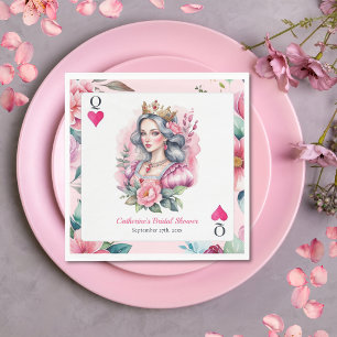 Queen Of Hearts Playing Card Pink Bridal Shower Napkins