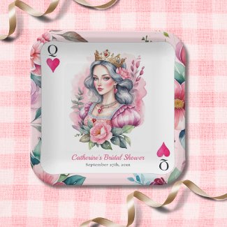 Queen Of Hearts Playing Card Pink Bridal Shower