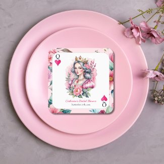 Queen Of Hearts Playing Card Pink Bridal Shower