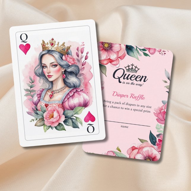 Queen Of Hearts Playing Card Pink Diaper Raffle (Creator Uploaded)