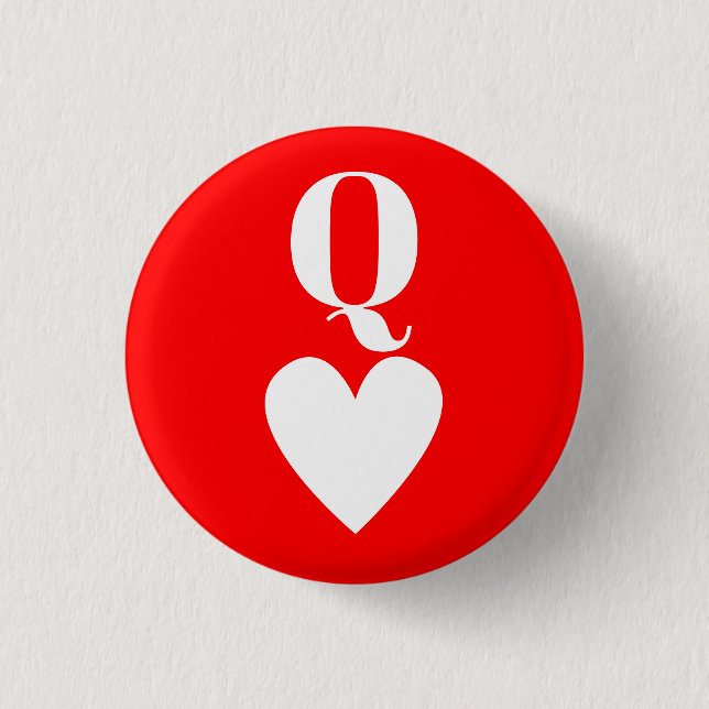 Queen of Hearts - Playing Card Symbol Button (Front)