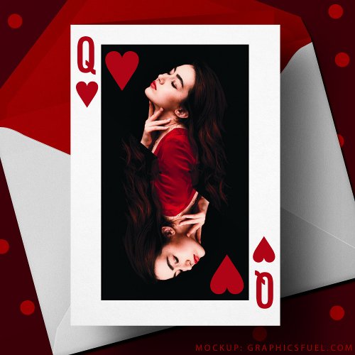Queen of Hearts Playing Card Valentines Day Card