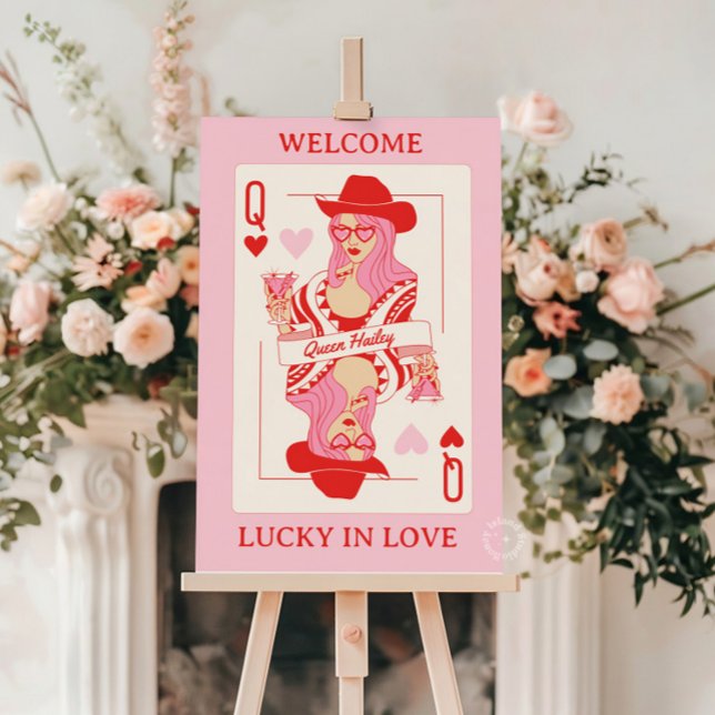 Queen of Hearts Playing Cards Bachelorette Welcome Foam Board (queen of hearts sign, bachelorette welcome foam board, vegas bachelorette welcome sign, casino theme)