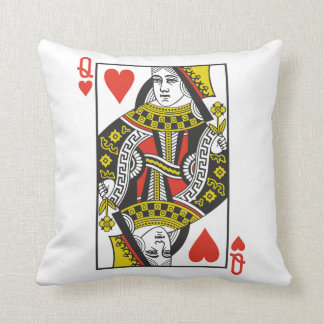 Queen of Hearts Playing Cards Throw Pillow