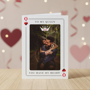 Queen of Hearts Poker Photo Valentine's Day Holiday Card