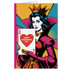 Queen of Hearts Pop Art Woman Card