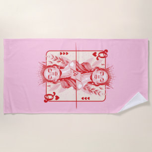 Queen of Hearts Preppy Art Beach Towel